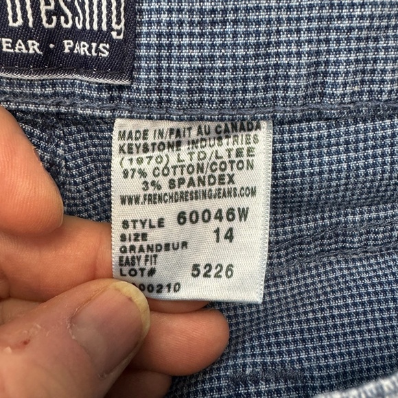 FDJ French Dressing Jeanswear Women's Chino Micro Check Pants Blue 14 Cropped - Picture 6 of 12